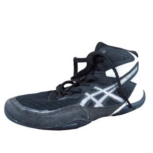 ASICS Matflex 6 Toddler Wrestling Shoes Size 11 Black White Lace-Up